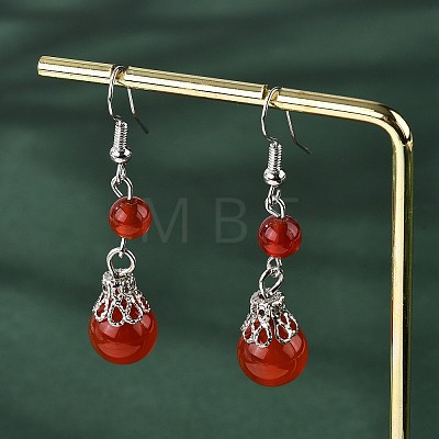 Natural Gemstone Dangle Earrings EJEW-JE01374-1