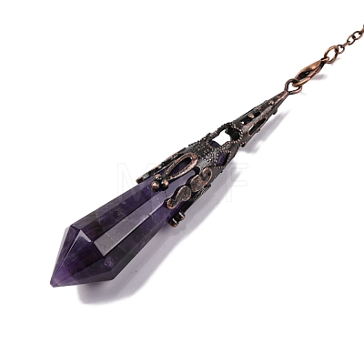 Natural Amethyst Pointed Dowsing Pendulum Big Pendants G-H285-06R-A04-1