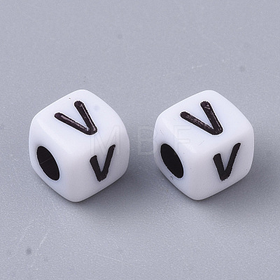 White Opaque Acrylic Beads MACR-R869-02V-1