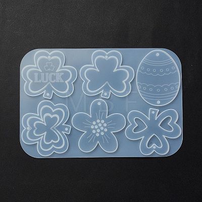 Easter Egg & Shamrock & Flower Connector Charms Silicone Molds X-DIY-L065-01-1