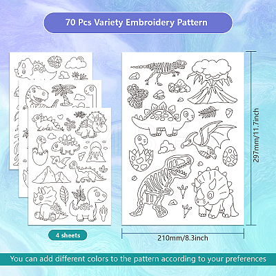 4 Sheets 11.6x8.2 Inch Stick and Stitch Embroidery Patterns DIY-WH0455-026-1
