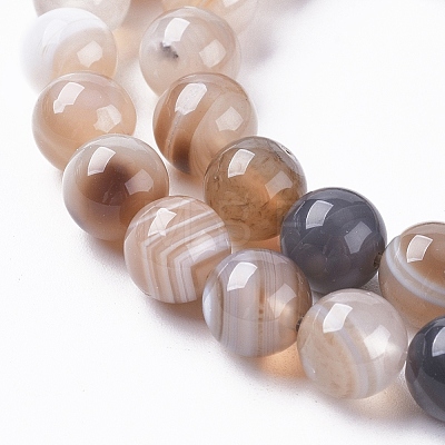 Natural Striped Agate/Banded Agate Beads Strands G-G582-8mm-57-1