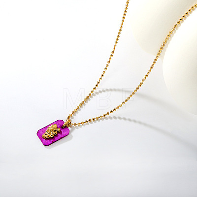 304 Stainless Steel Rectangle with Fruit Pendant Ball Chain Necklaces WGDAD40-01-1