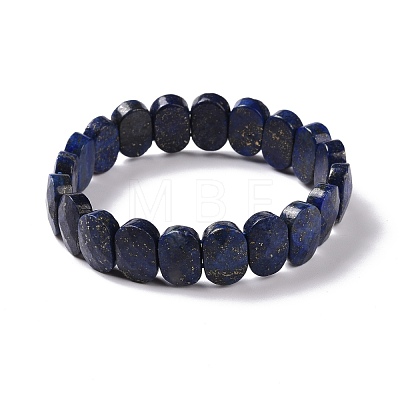 Natural Lapis Lazuli Oval Beaded Stretch Bracelet G-E010-01Q-1