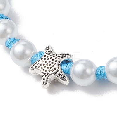 ABS Plastic Imitation Pearl Beads Braided Bead Bracelets for Women BJEW-JB13064-1