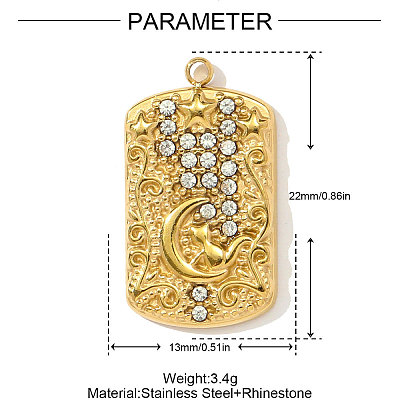 304 Stainless Steel Rhinestone Pendants STAS-OY003-93G-1