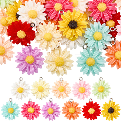 44Pcs 11 Colors Opaque Resin Pendants RESI-SC0006-81-1