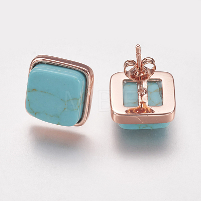 Synthetic Turquoise Stud Earrings EJEW-F139-A04-1