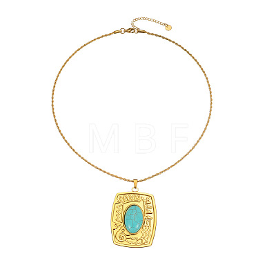 Boho 304 Stainless Steel Synthetic Turquoise Pendant Necklaces for Women WG99EC3-07-1