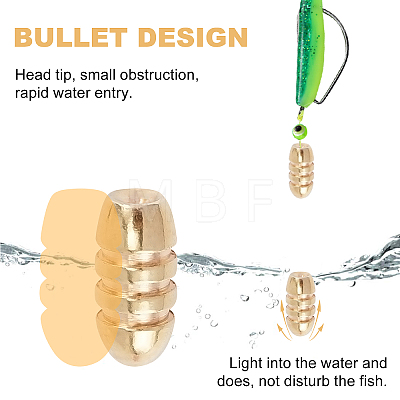 Brass Grooved Bullet Shape Weights Fishing Sinkers KK-FH0001-02G-1