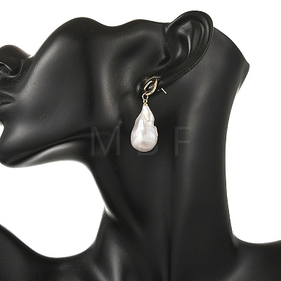 Natural Baroque Pearl Keshi Pearl Dangle Earrings EJEW-JE07499-1