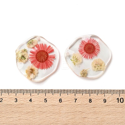 Inner Dried Flower Transparent Resin Pendants RESI-A043-04B-1