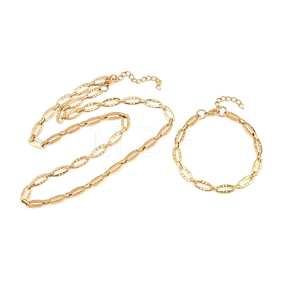 304 Stainless Steel Oval Link Chain Bracelet & Necklace Jewelry Sets SJEW-L199-03G-1