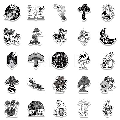 50Pcs Gothic PVC Self-Adhesive Mushroom Stickers STIC-PW0022-02-1