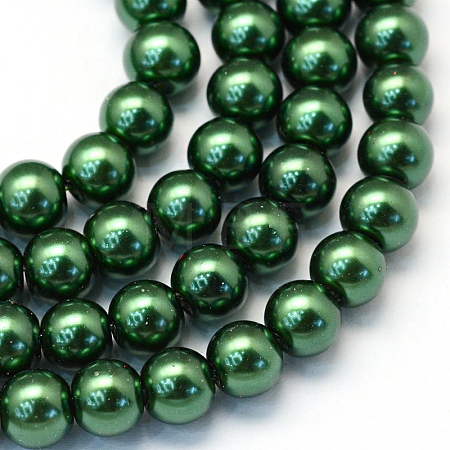Baking Paint Pearlized Glass Pearl Round Bead Strands X-HY-Q003-12mm-75-1