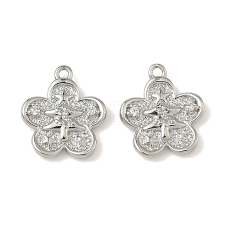 Christmas Brass Micro Pave Clear Cubic Zirconia Pendants KK-A280-03G-P-1