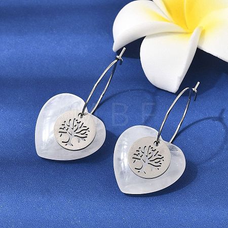 Natural Quartz Crystal & 304 Stainless Steel Hoop Earrings for Women EJEW-G475-05P-02-1