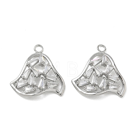 Brass Micro Pave Clear Cubic Zirconia Pendants KK-C259-02P-1