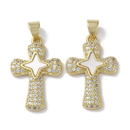 Brass Micro Pave Cubic Zirconia Pendants KK-G485-29B-G-1