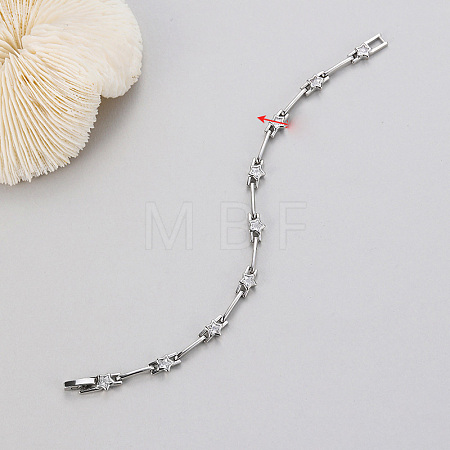 Brass & Clear Cubic Zirconia Link Chain Bracelets WG4C692-07-1