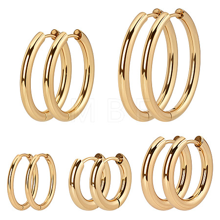5 Pairs 5 Styles PVD Vacuum Plating 304 Stainless Steel Huggie Hoop Earrings for Women EJEW-ME0001-07-1
