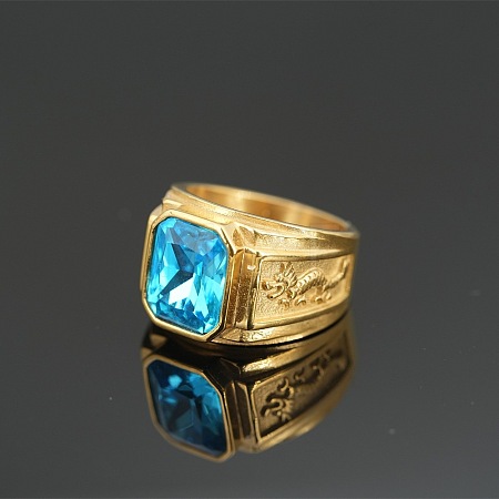 304 Stainless Steel with Cubic Zirconia Dragon Pattern Finger Rings for Men FS-WGD623F-36-1