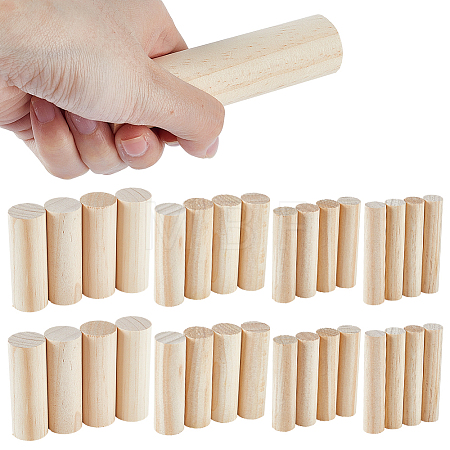 28Pcs 4 Styles Wood Round Stick WOOD-GA0002-12-1