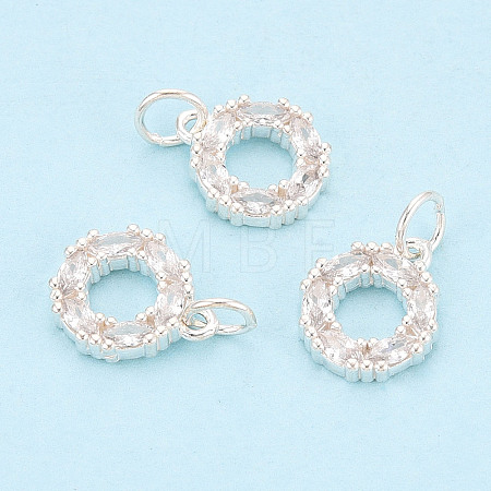 Sparkling 925 Sterling Silver Micro Pave Cubic Zirconia Circle Charms STER-T009-19S-1
