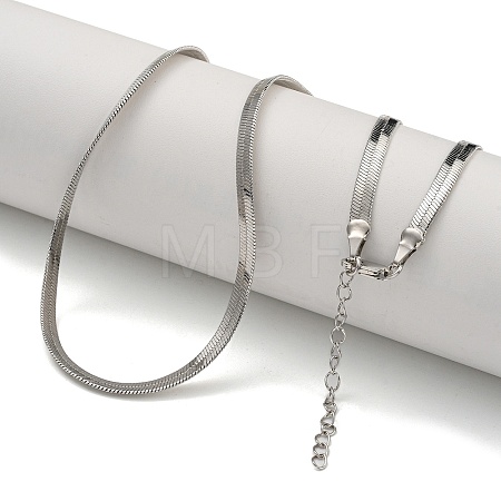 Brass Flat Snake Chain Necklaces for Women NJEW-U011-13P-1