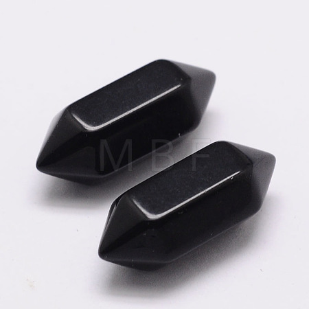 Faceted No Hole Natural Black Obsidian Healing Stones G-K034-20mm-02-1