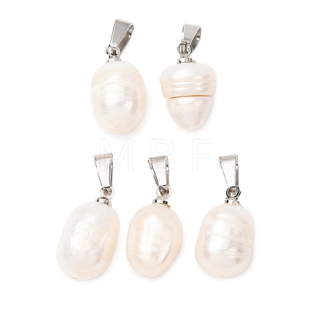 Natural Cultured Freshwater Pearl Pendants PALLOY-JF05465-01-1
