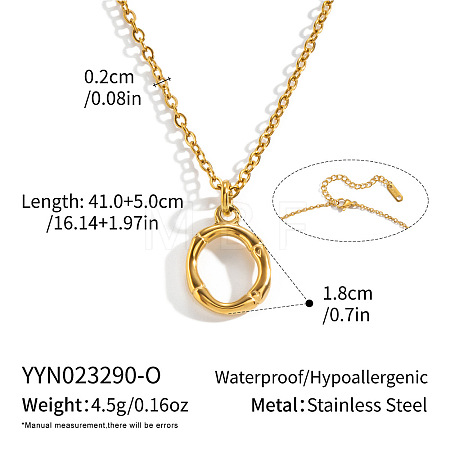304 Stainless Steel Bamboo Initial Pendant Necklaces for Men Women WM4386-12-1
