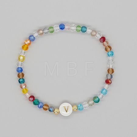 Handmade Bohemian Colorful Faceted Rondelle Glass Beaded Stretch Bracelets UI5654-22-1