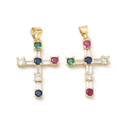 Brass Micro Pave Cubic Zirconia Pendants KK-P350-25G-01-1