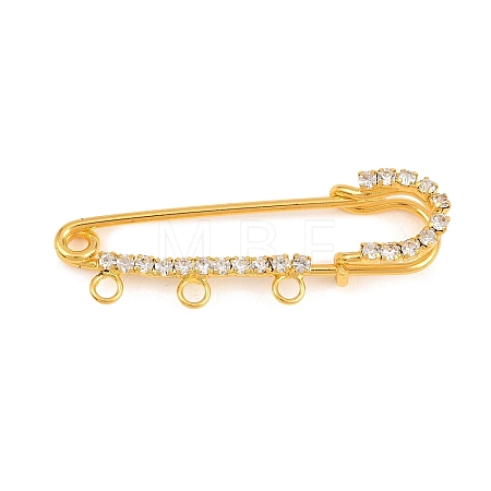Iron Rhinestone Safety Pins Brooch Findings IFIN-A021-01A-G-1