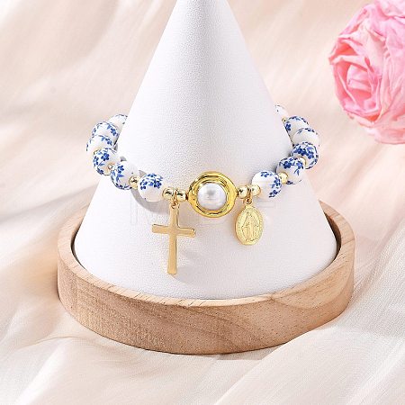 201 Stainless Steel & Brass Charm Bracelets BJEW-JB13966-1