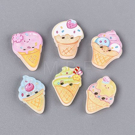 2-Hole Printed Resin Buttons BUTT-Q047-01-1