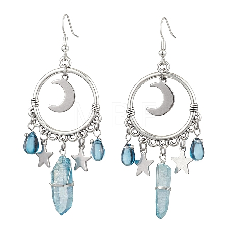 Natural Quartz Crystal Irregular Bullet Earrings EJEW-TA00400-1