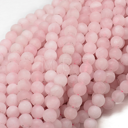 Frosted Natural Rose Quartz Bead Strands G-J120-30-4mm-1