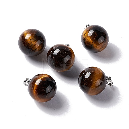 Natural Tiger Eye Pendants G-G926-02P-03-1