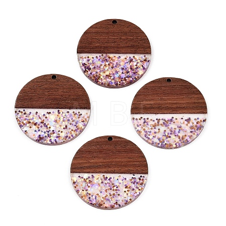 Epoxy Resin & Walnut Wood Pendants RESI-T057-10C-1