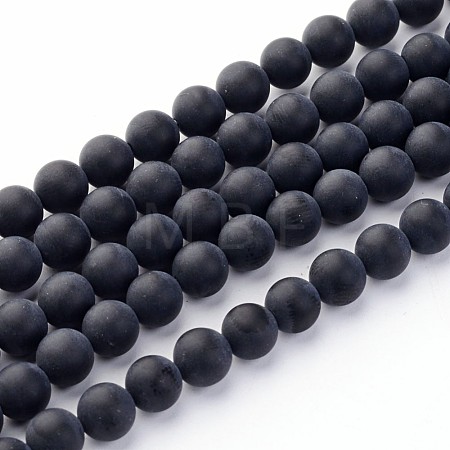 Natural Grade A Dyed & Heated Black Agate Beads Strands X-G447-3-1
