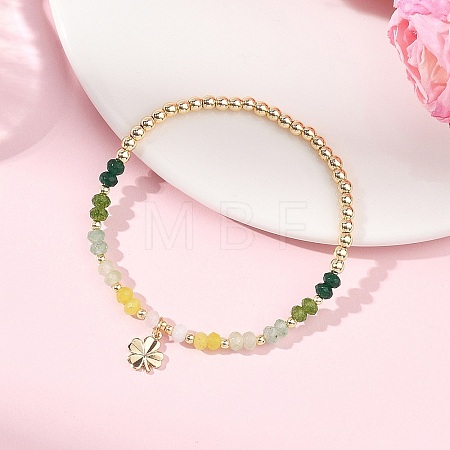Clover Brass Charm Bracelets BJEW-JB13636-1