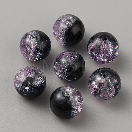 Two Tone Transparent Crackle Glass Beads GLAA-WH0038-15F-1