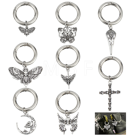 16Pcs 8 Style Cross/Butterfly/Moon Alloy Shoe Decoration HJEW-AB00624-1