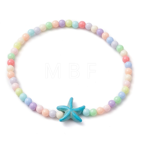 Beach Starfish Synthetic Turquoise Link Bracelets BJEW-JB10238-04-1
