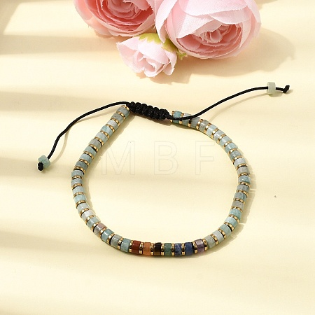 Natural Amazonite & Non-magnetic Hematite Beaded Adjustable Bracelets for Unisex BJEW-K251-09U-1