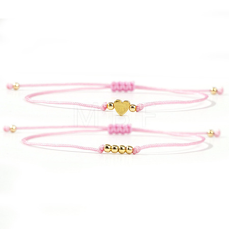 2Pcs 2 Styles Bohemian Brass Beads Braided Bead Bracelets BT1454-5-1