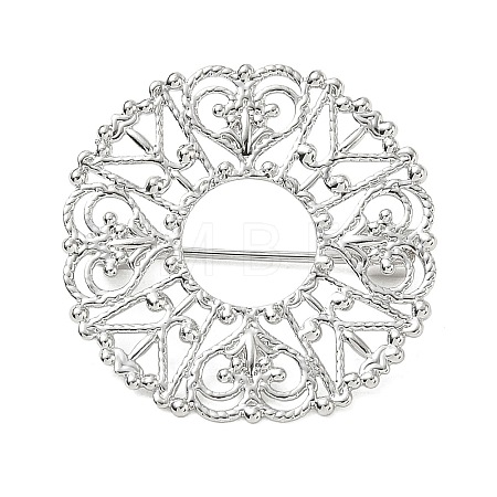 Flat Round with Flower Brass Lapel Pin Brooches for Clothes KK-CBA19A0-01P-1