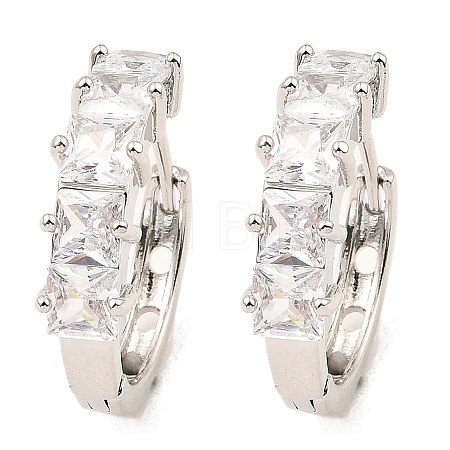 Brass Micro Pave Cubic Zirconia Hoop Earrings EJEW-D078-18P-1